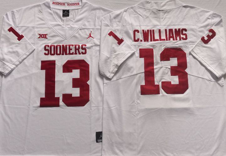 Men Oklahoma Sooners #13 C.Williams White 2025 NCAA Jersey